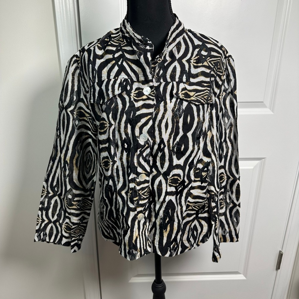 Ruby Rd. Favorites Women's Zebra Print‎ Button Up Shirt Jacket Size 8